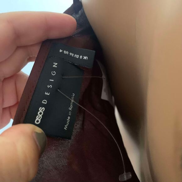 NWT ASOS Chocolate Brown Drape Asymmetric Wrap Cami Tank Top Size 4 US - Picture 3 of 3